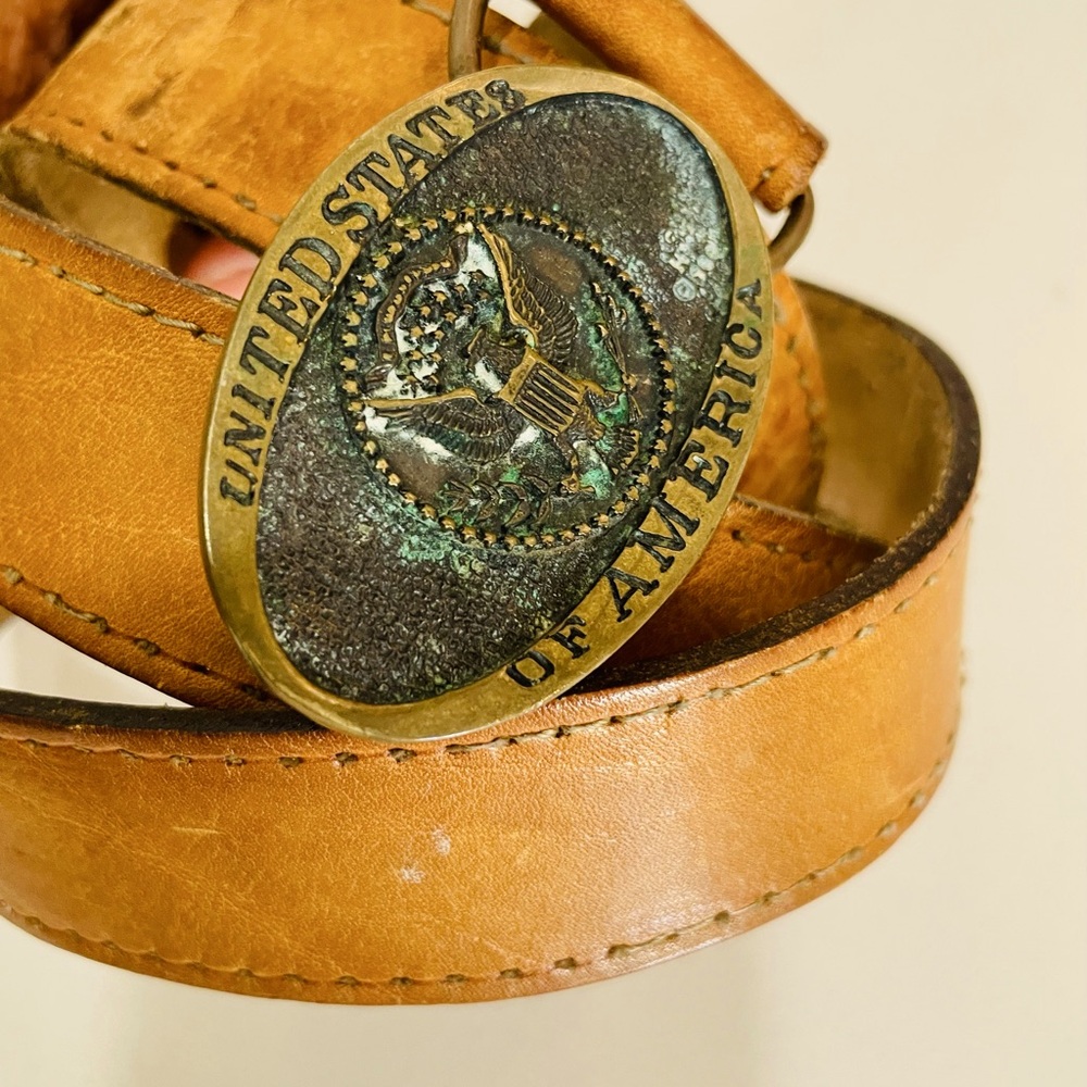 Vintage USA Cowhide Belt Solid Brass Registered Heritage Mint Collection…